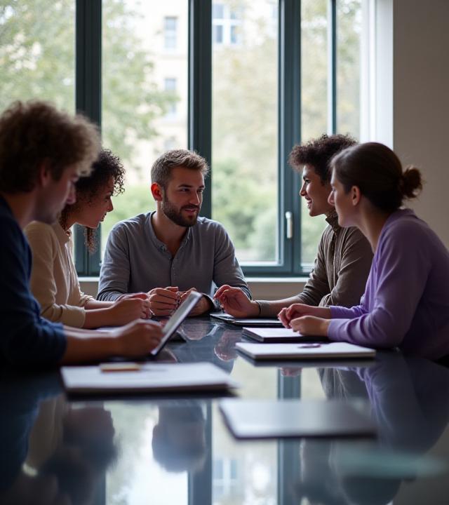 Équipe collaborative en réunion stratégique
