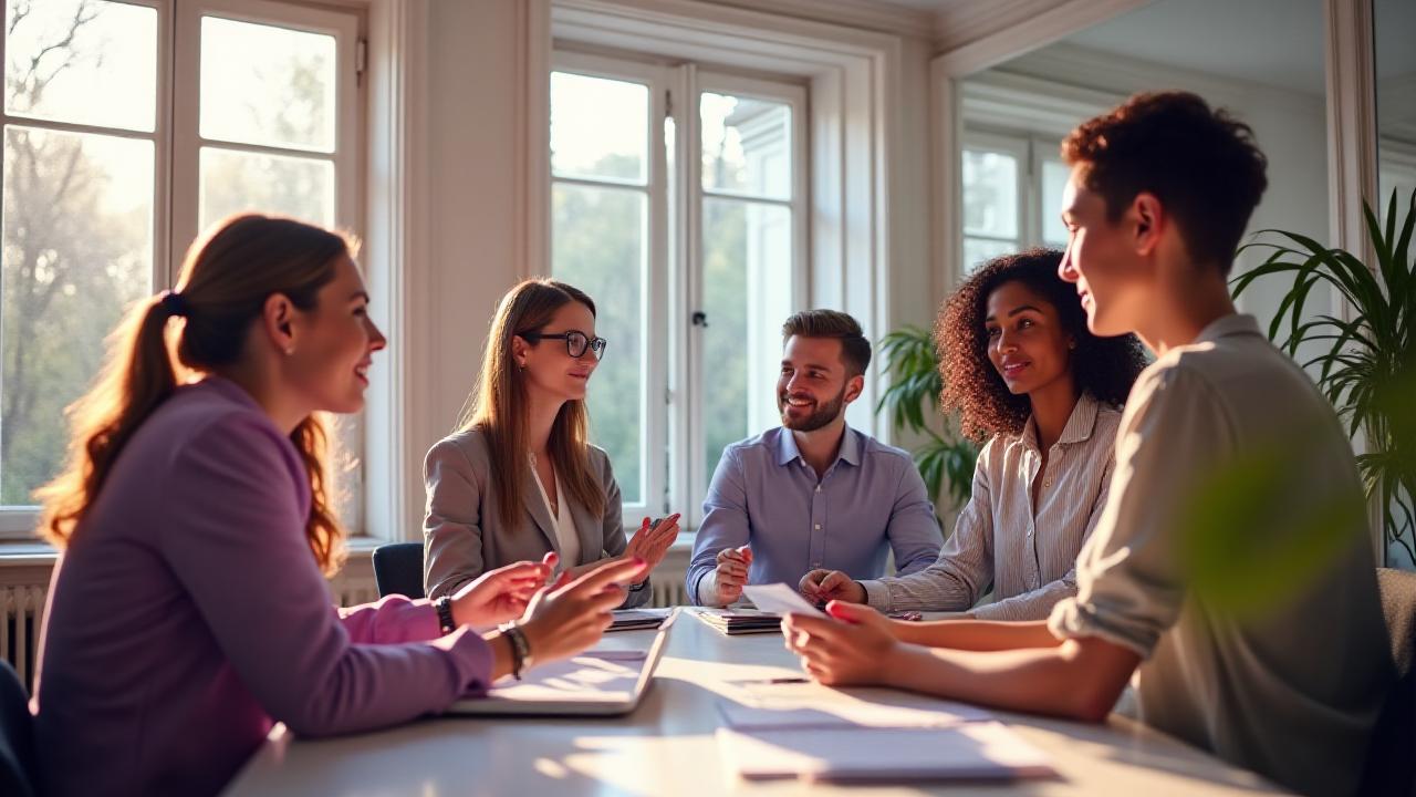 Équipe de consultants RH Aurora RH collaborant dans un bureau moderne à Paris avec vue sur Haussmann